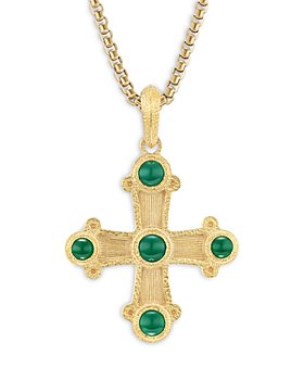 David Yurman - Shipwreck Cross Amulet in 18K Yellow Gold with Emeralds