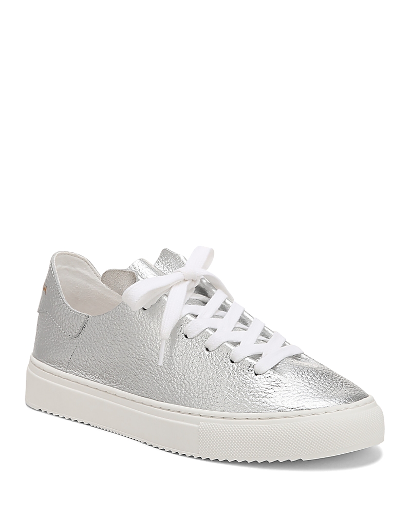 Sam Edelman 'poppy' Metallic Leather Sneakers In Silver Leather