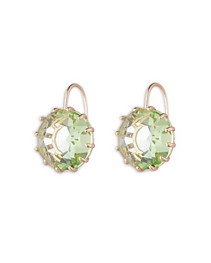 Beryl Green Crystal Drop Earrings in Gold Tone