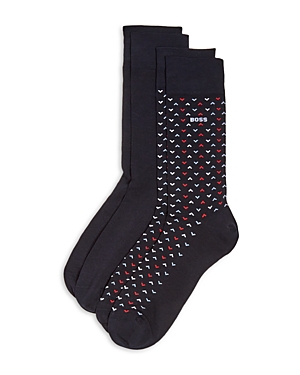 Hugo Boss Two-pack Of Socks In A Cotton Blend In Dark Blue