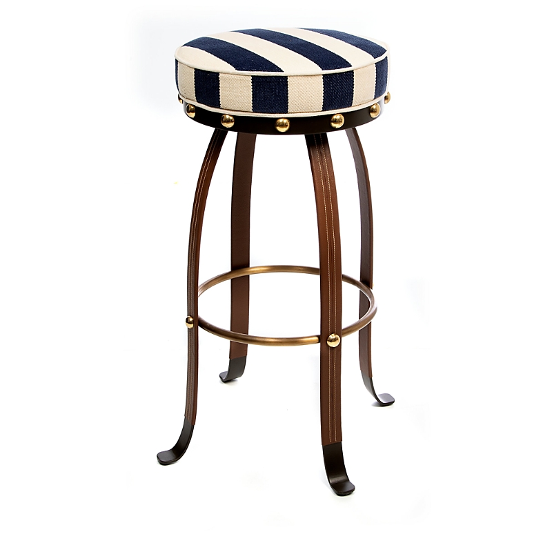 Shop Mackenzie-childs Navy Flatiron Bar Stool, 30