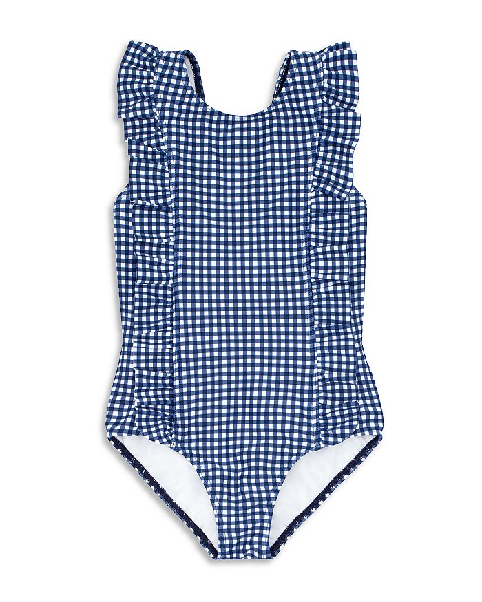 Minnow Girls' Gingham Ruffled One Piece Swimsuit - Baby, Little Kid ...