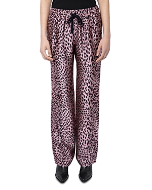 Zadig & Voltaire Pomy Leopard Jacquard Trousers In Rose