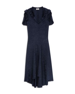 Roberty Jacquard Leopard Print Silk Dress