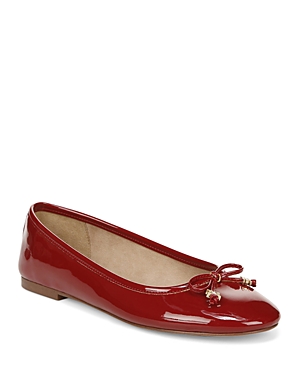 Shop Sam Edelman Women's Felicia Luxe Emblem Bow Ballet Flats In Red Mahogany