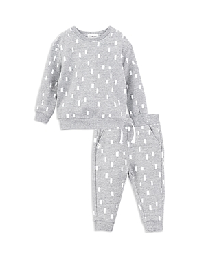 Shop Miles The Label Boys' Printed Long Sleeved Sweatshirt & Pants Set - Baby In Light Heather Gray
