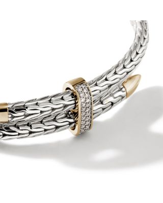 14K Yellow Gold & Sterling Silver Diamond Spear Flex Cuff