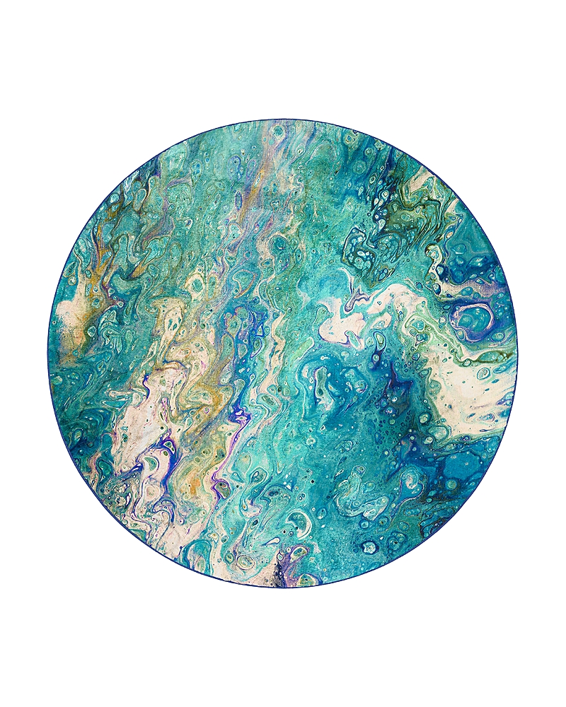 Dalyn Rug Company Rug Company Kikiamo Kk4 Round Area Rug, 8' X 8' In Lagoon/green