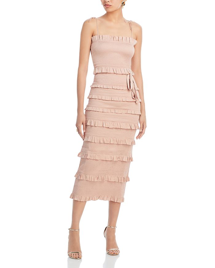 Lime 'N' Chili Ruffle Trim Smocked Dress with Contrast main image 0