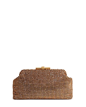 Reiss Adaline Crystal Clutch In Peach
