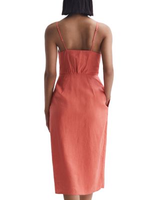 REISS REISS Esme Linen Side Tie Midi Dress | Bloomingdale's Women
