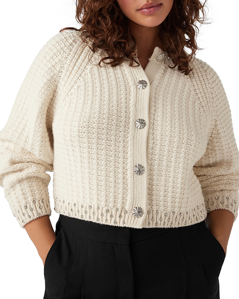 ba & sh Oswald Rhinestone Trim Wool Cardigan