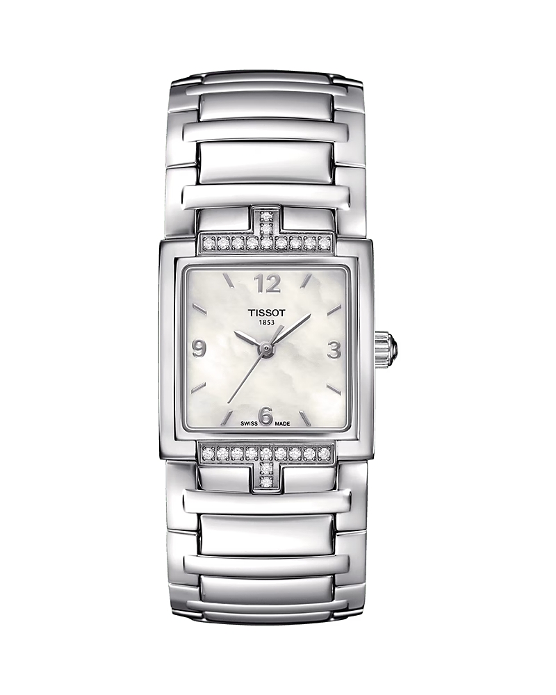 Tissot Women's Swiss T-evocation Diamond (1/6 Ct. T.w.) Stainless Steel Bracelet Watch 23mm In White/silver