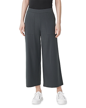 Shop Eileen Fisher Cropped Wide Leg Pants In Graphite