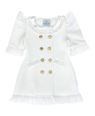 Petite Maison Kids - Girls' White Tuxedo Style Dress with Gold-Tone Hardware Buttons - Baby, Little Kid, Big Kid