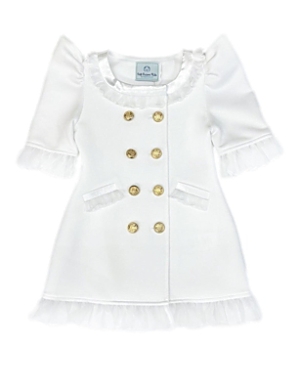 Petite Maison Girls' White Tuxedo Style Dress With Gold-tone Hardware Buttons - Baby, Little Kid, Big Kid