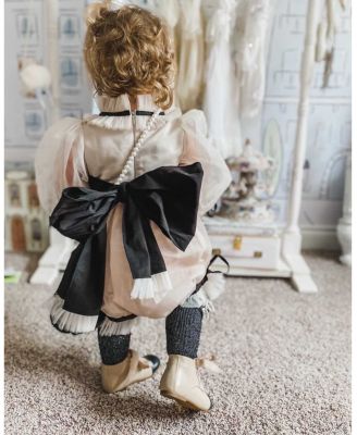  Unisex Petite Maison Coco Caramel Tulle Romper with Sheer Puff Tulle Sleeves