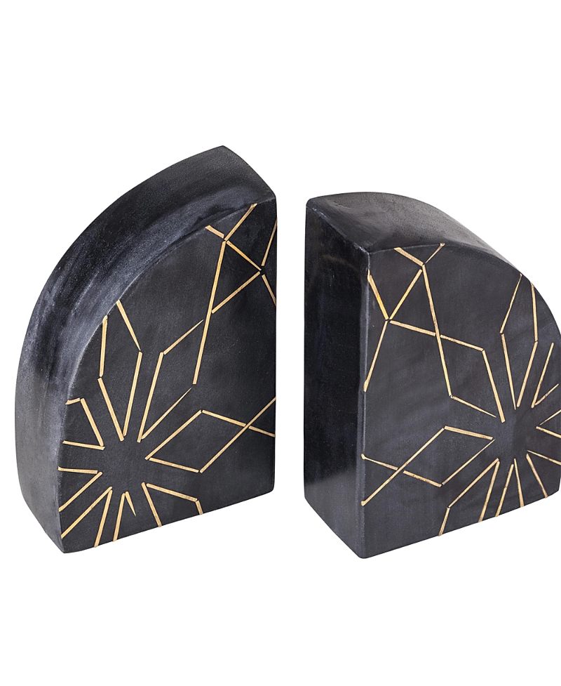 Gauri Kohli Enchant Black Marble Bookends, Set Of 2 In Black