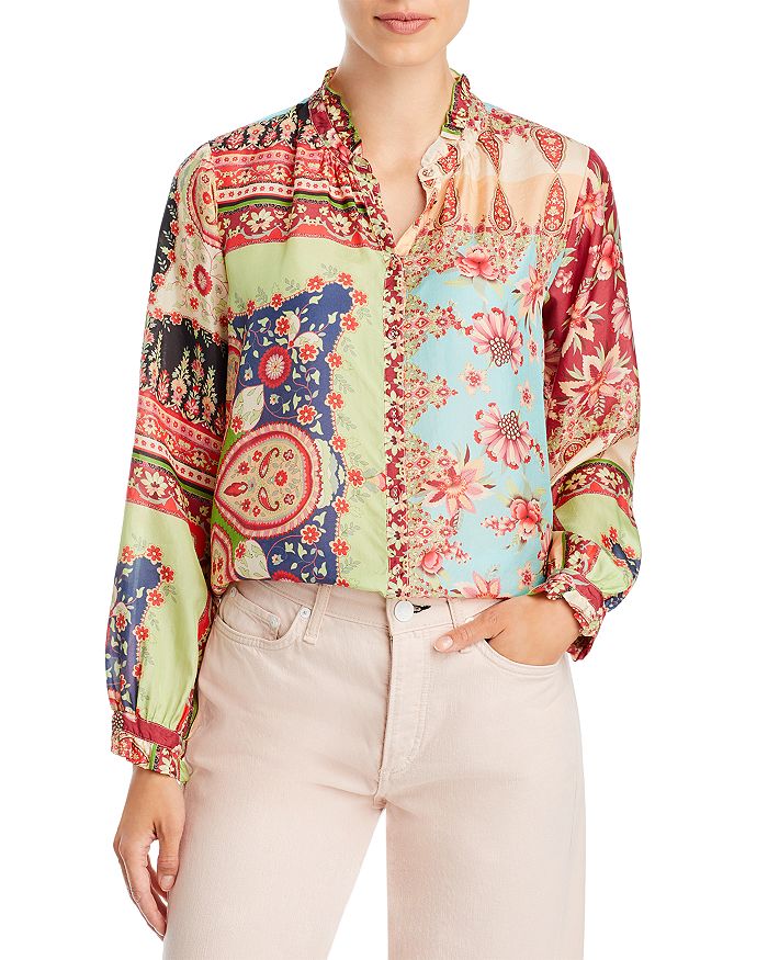 Johnny Was Thena Amabel Silk Printed Blouse | Bloomingdale's