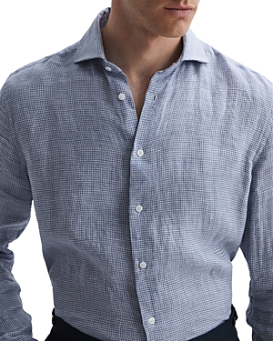 Reiss Ruban Long Sleeve Linen Shirt In Blue/white
