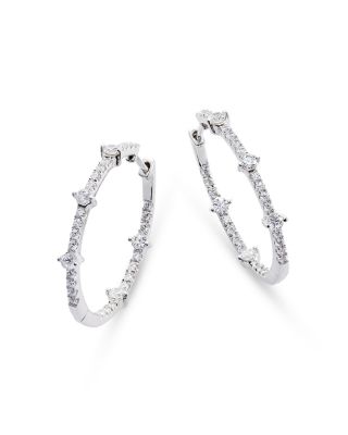 Bloomingdale's Fine Collection Diamond Inside Out Medium Hoop Earrings in 14K White Gold, 1.0 ct. t. w.
