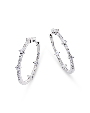 Bloomingdale's Diamond Inside Out Medium Hoop Earrings In 14k White Gold, 1.0 Ct. T.w.