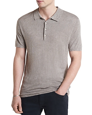 John Varvatos Chatham Regular Fit Textured Wool Blend Polo In Griffin Gray