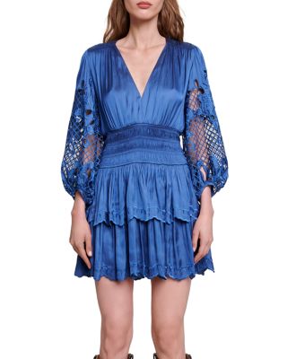 chinese dress ladies Subdued Off-White Double Layered Dress with Lace Work  Understated  Elegance