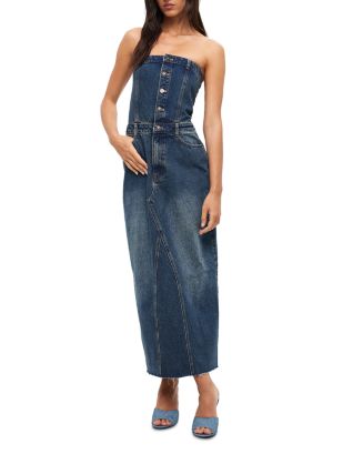 white christmas dresses Sunset Dreams: Strapless Gradient Denim Dress for Women – Canary Houze main image 0