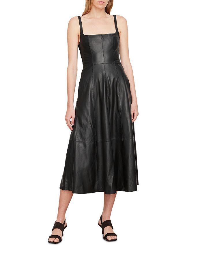 Vince Square Neck Leather Dress | Bloomingdale's