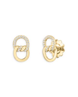 18K Gold Cialoma Diamond Pav&eacute; Twist Stud Earrings