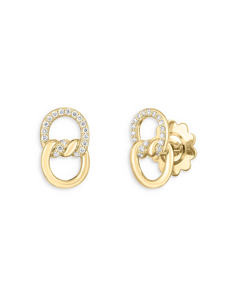 Roberto Coin 18K Gold Cialoma Diamond Pave Twist Stud Earrings