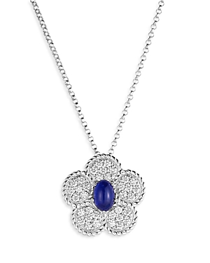 Roberto Coin 18k White Gold Daisy Blue Sapphire & Diamond Flower Pendant Necklace, 18 - 100% Exclusive In Blue/white