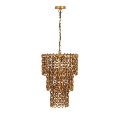 Nirsa Brass Chain Link 3-Tier Chandelier