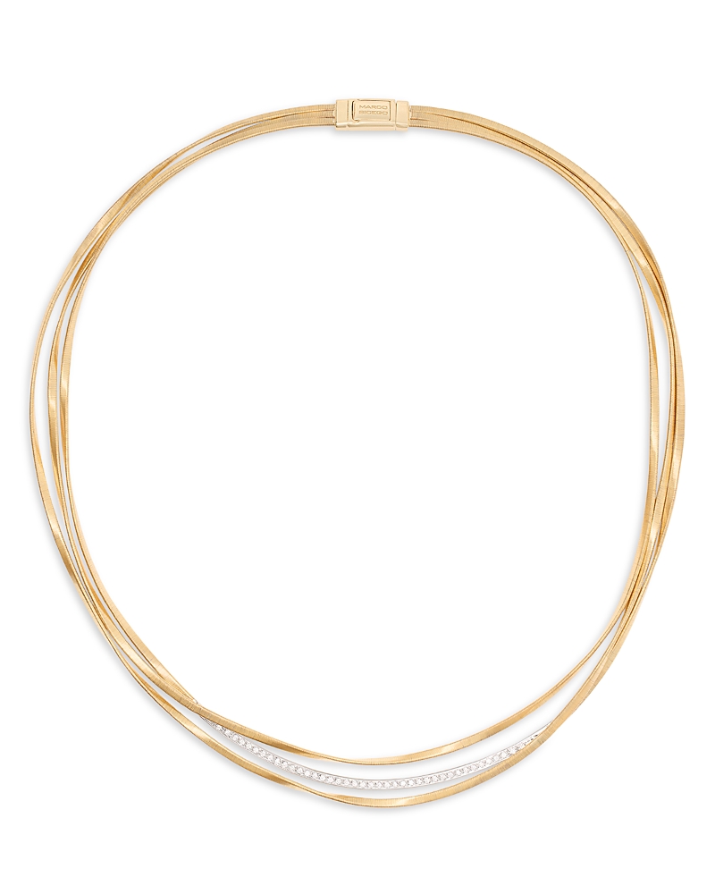Marco Bicego 18k Yellow Gold Marrakech Three Strand Necklace With Diamonds In Gold/white