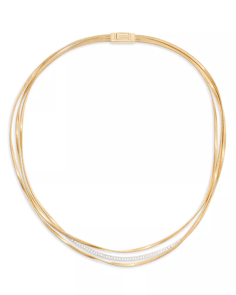 Marco Bicego 18K Yellow & White Gold Marrakech Diamond Three Strand Necklace, 16.5