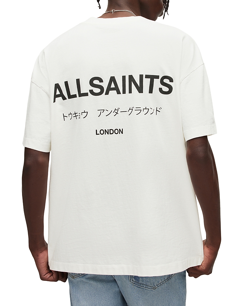 Allsaints Underground Organic Cotton Logo Graphic Tee In Ashen White