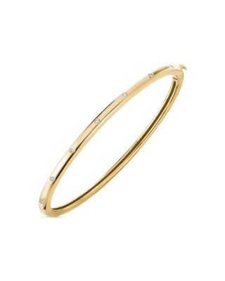 Roberto Coin - 18K Gold Classica Diamond Pav&eacute; Thin Bangle Bracelet