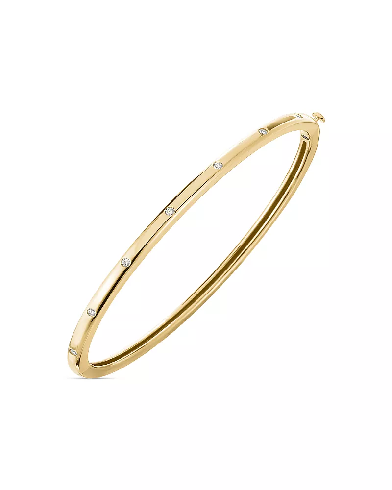 Roberto Coin 18K Gold Classica Diamond Pave Thin Bangle Bracelet