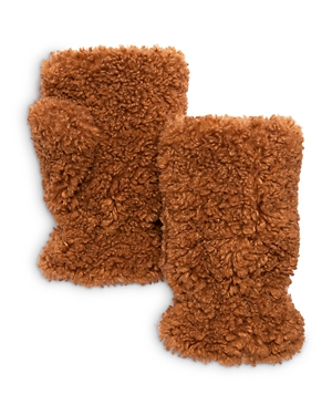 Shop Apparis Ariel Luxe Teddie Fingerless Gloves In Hazelnut