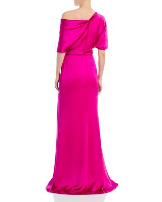Draped Satin One Shoulder Dress