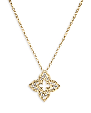 Shop Roberto Coin 18k Yellow Gold Venetian Princess Pendant Necklace With Diamonds, 18