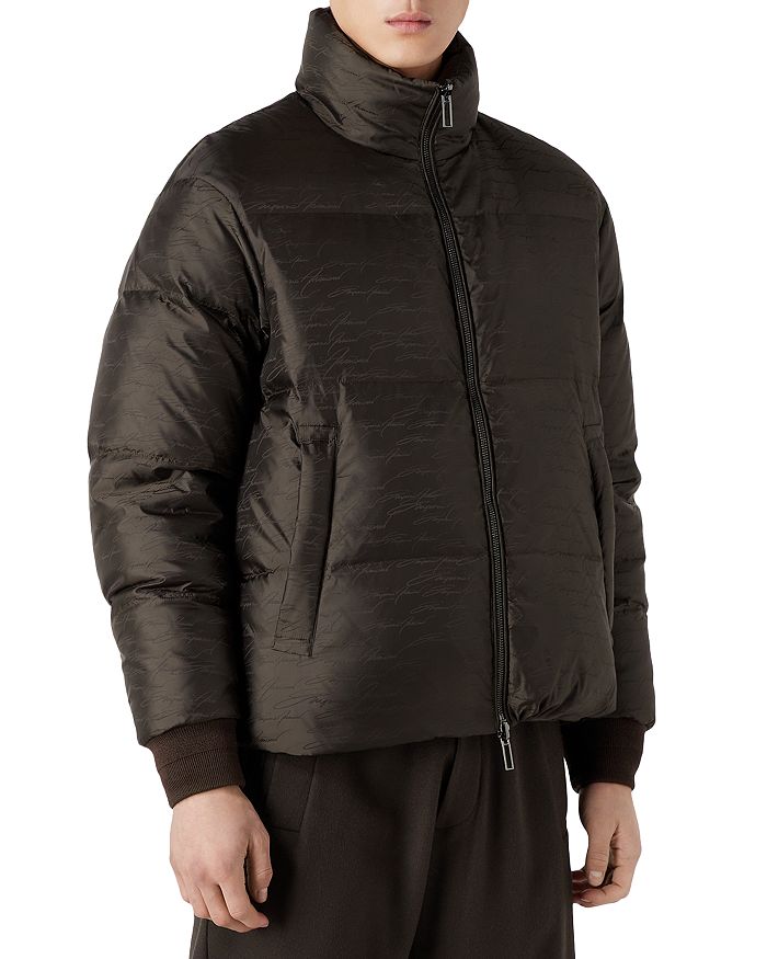 Armani Zip Front Quilted Jacket in Black for Men