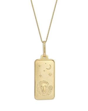 Alberto Amati 14k Yellow Gold Zodiac Dog Tag Pendant Necklace, 18 In Leo