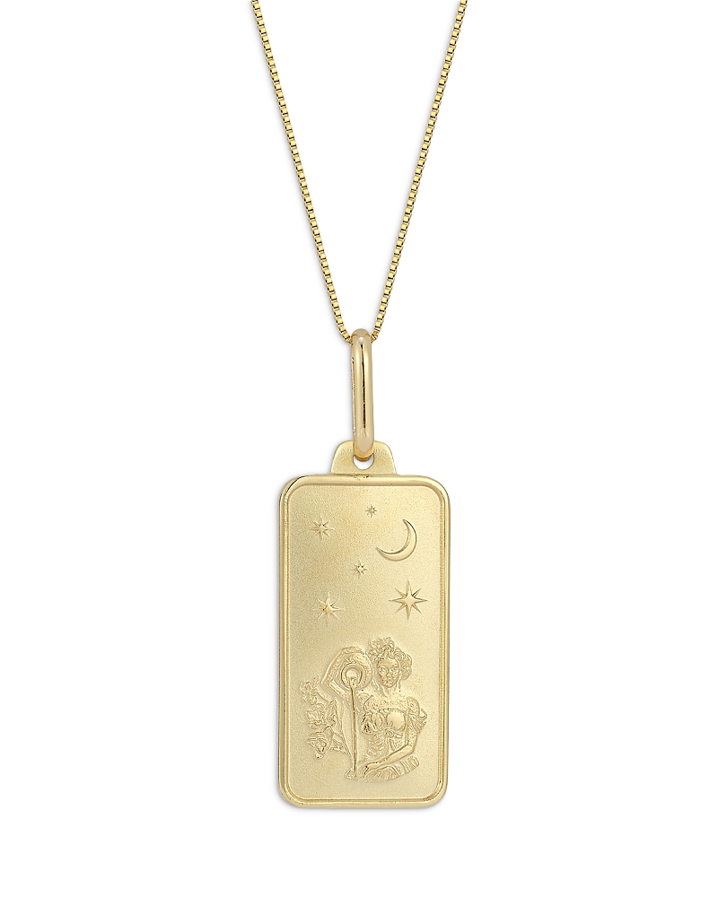 Alberto Amati 14K Yellow Gold Zodiac Dog Tag Pendant Necklace, 18
