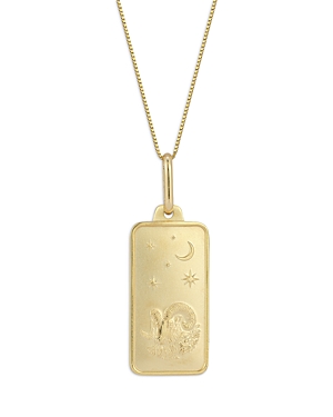 Alberto Amati 14K Yellow Gold Zodiac Dog Tag Pendant Necklace, 18