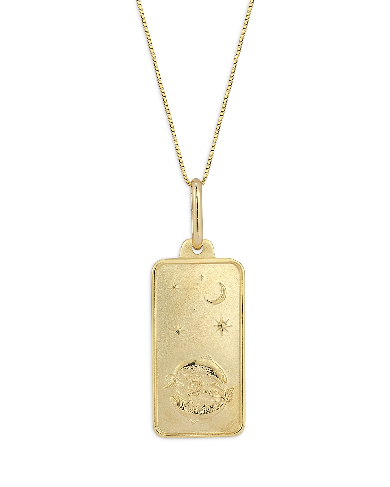 Alberto Amati 14K Yellow Gold Zodiac Dog Tag Pendant Necklace, 18