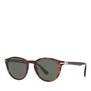 Persol Round Frame Sunglasses In Havana/blue Solid