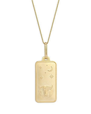 Alberto Amati 14k Yellow Gold Zodiac Dog Tag Pendant Necklace, 18 In Taurus