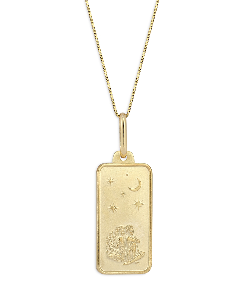 Alberto Amati 14k Yellow Gold Zodiac Dog Tag Pendant Necklace, 18 In Gemini